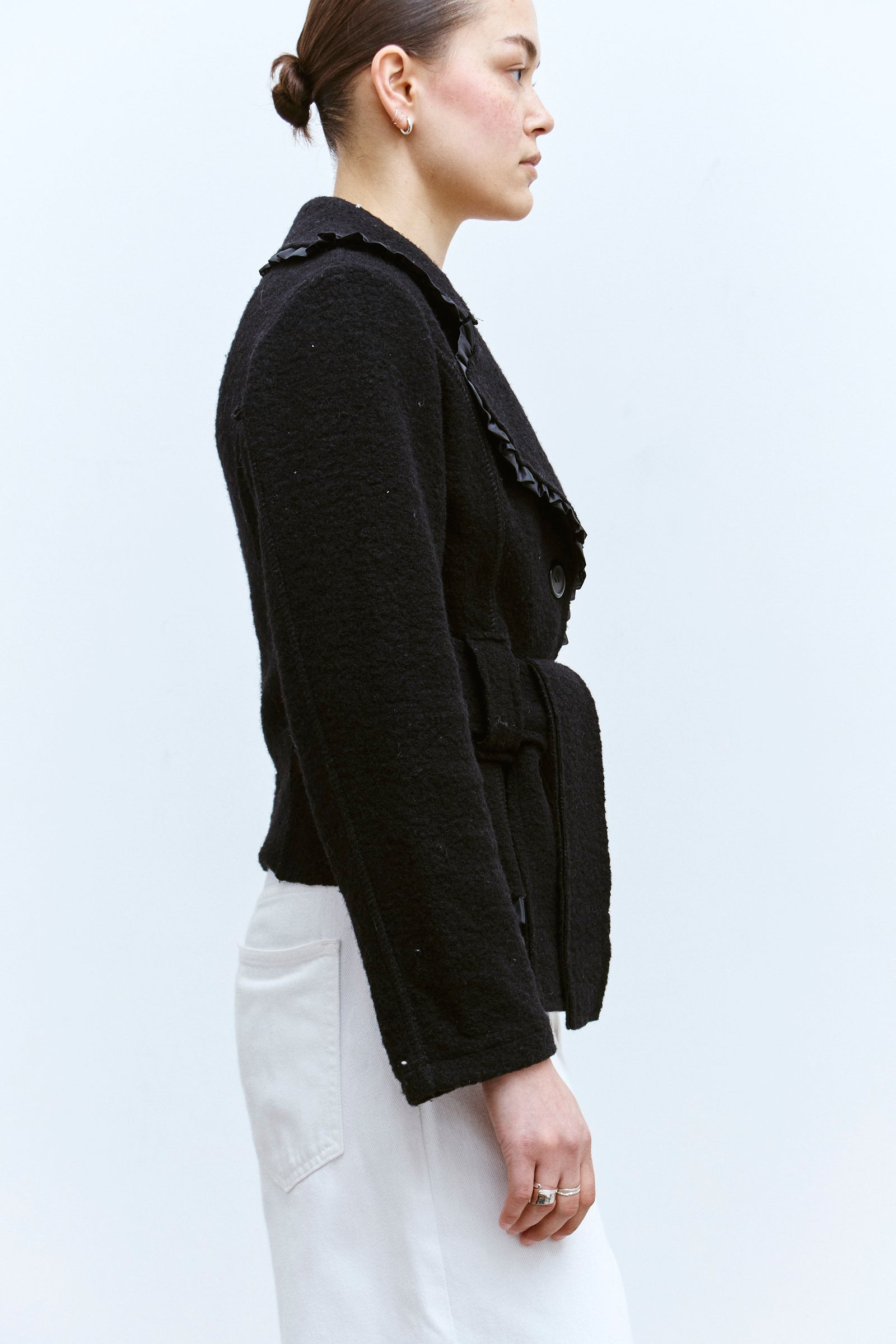 THE RUFFLED BOUCLÉ JACKET (XS/S) - ENSO Vintage