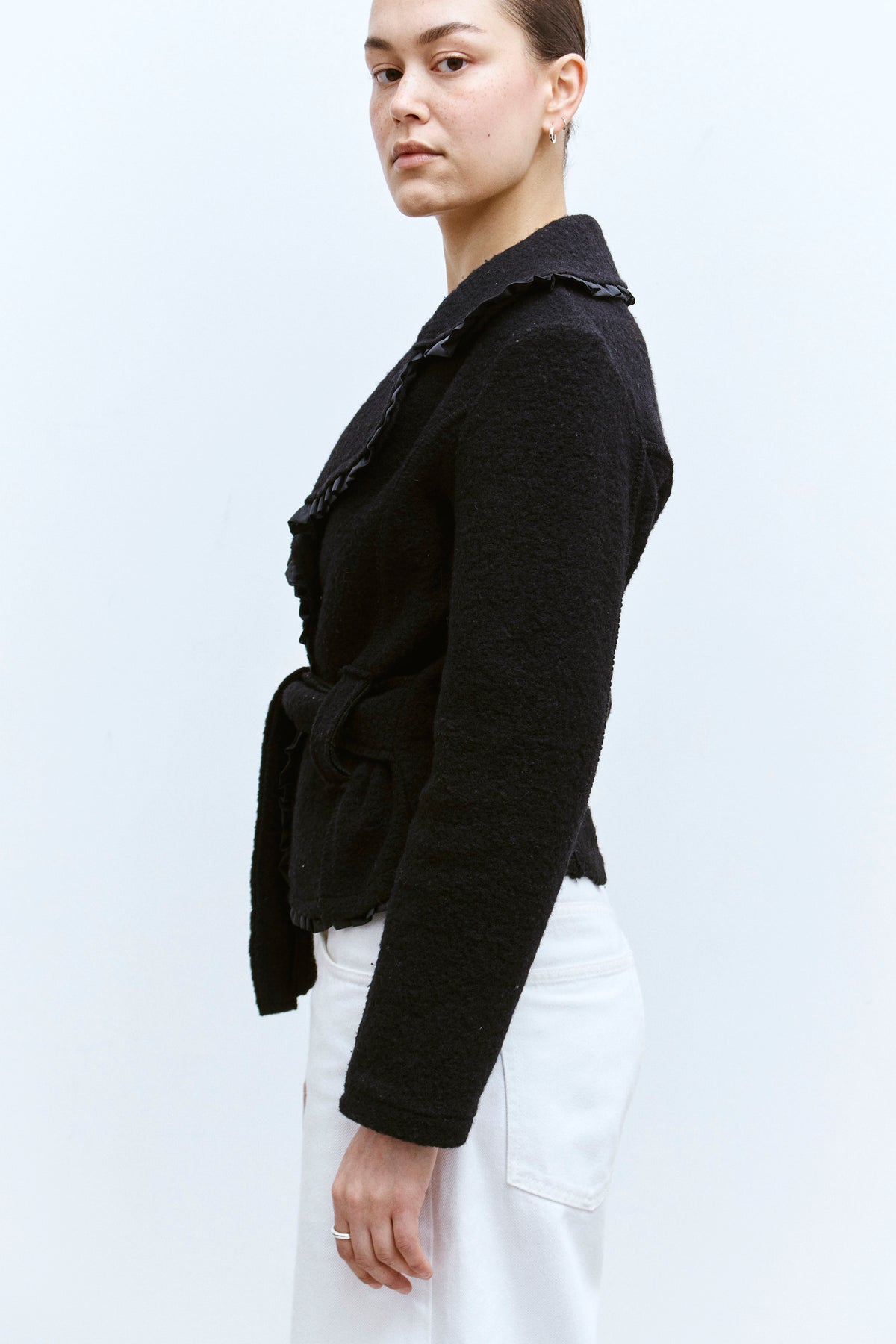 THE RUFFLED BOUCLÉ JACKET (XS/S) - ENSO Vintage