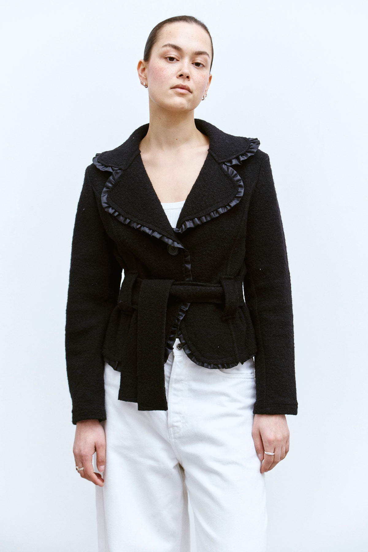 THE RUFFLED BOUCLÉ JACKET (XS/S) - ENSO Vintage