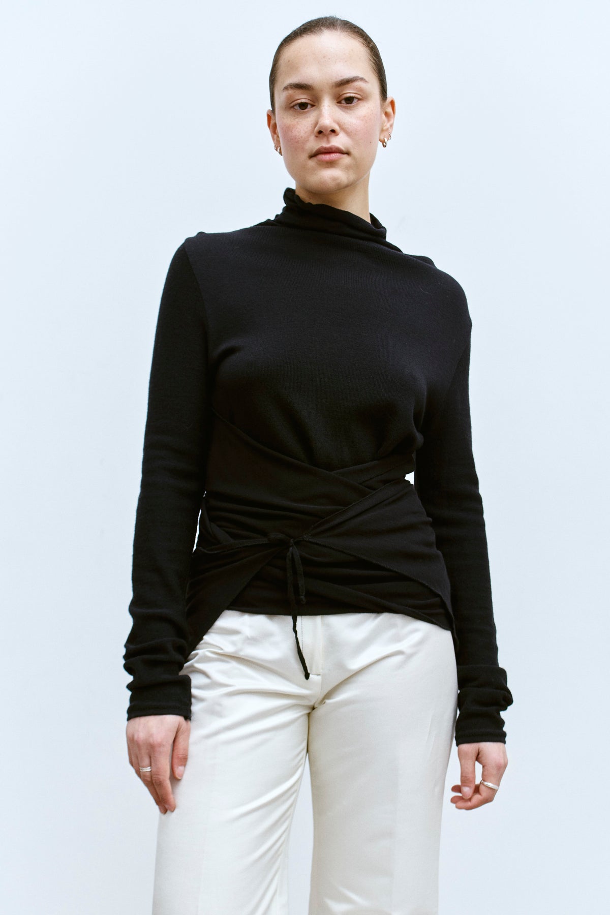 THE DRAPED MERINO WRAP TOP (S/M) - ENSO Vintage