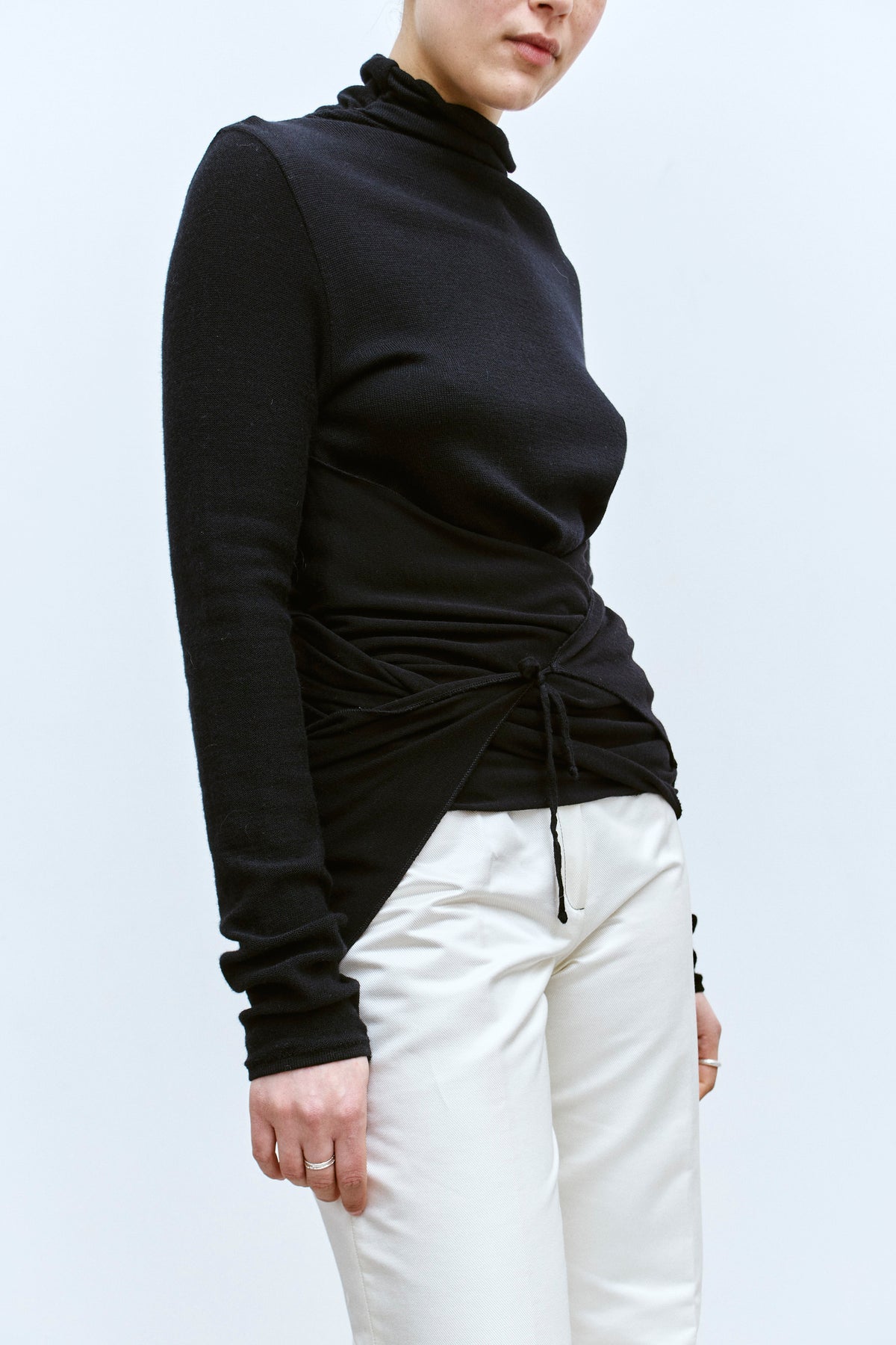 THE DRAPED MERINO WRAP TOP (S/M) - ENSO Vintage