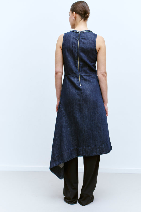 marni sleeveless paneled denim midi dress Marni