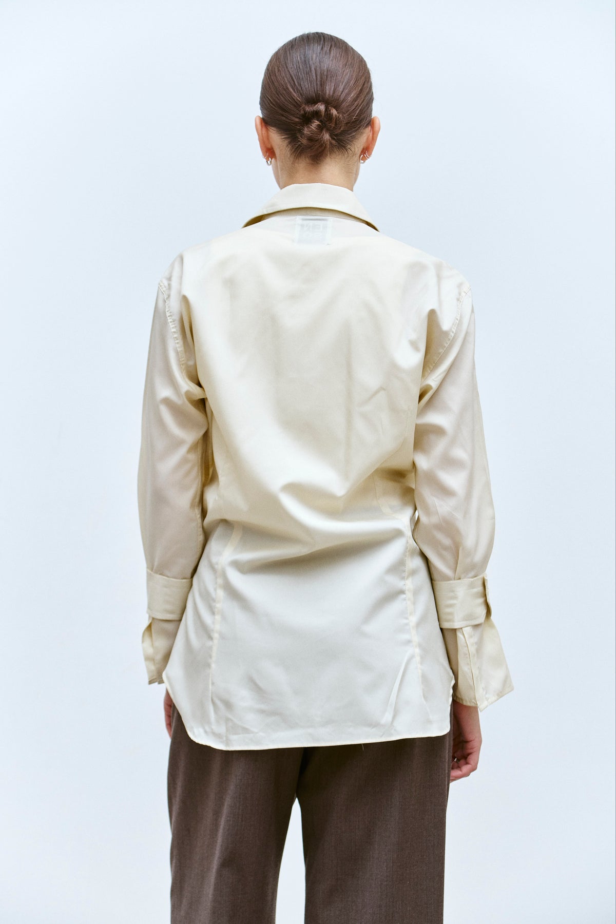 UPCYCLED WRAP CUFF SHIRT - BUTTER YELLOW (XS/S) - ENSO Vintage