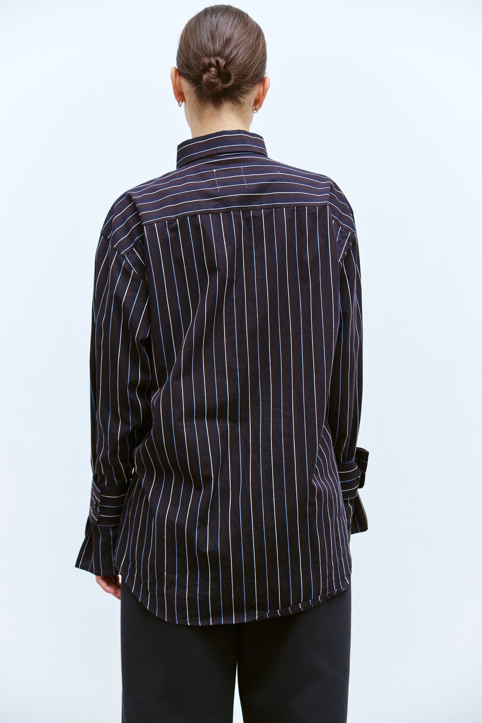 UPCYCLED WRAP CUFF SHIRT - NAVY STRIPE (S/M) - ENSO Vintage