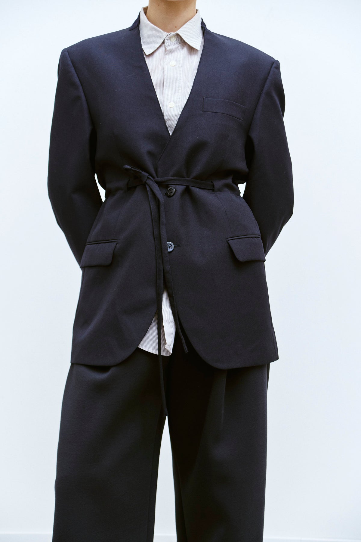 UPCYCLED SMOCK BLAZER NAVY (S/M) - ENSO Vintage