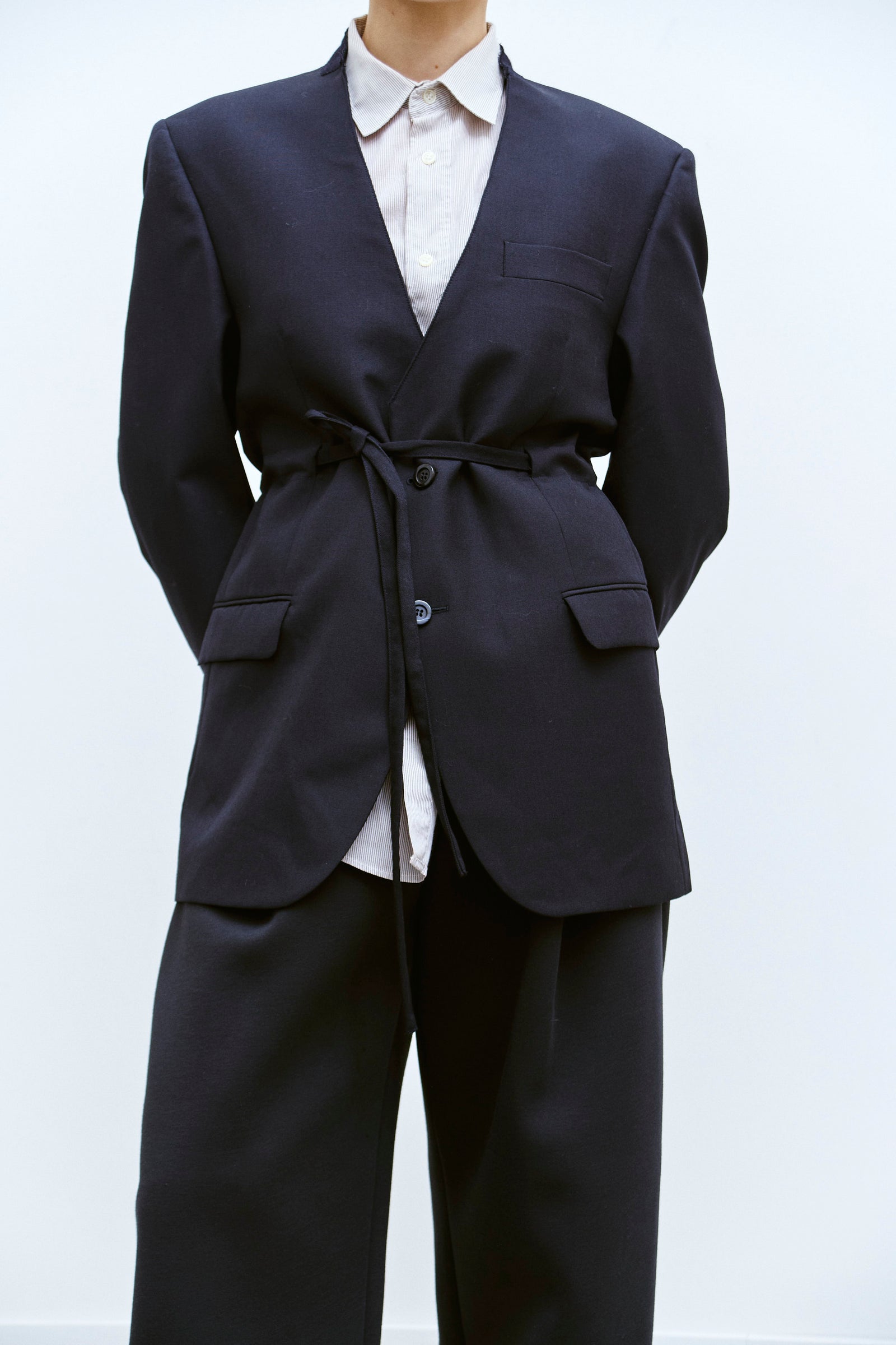 UPCYCLED SMOCK BLAZER NAVY (S/M) - ENSO Vintage