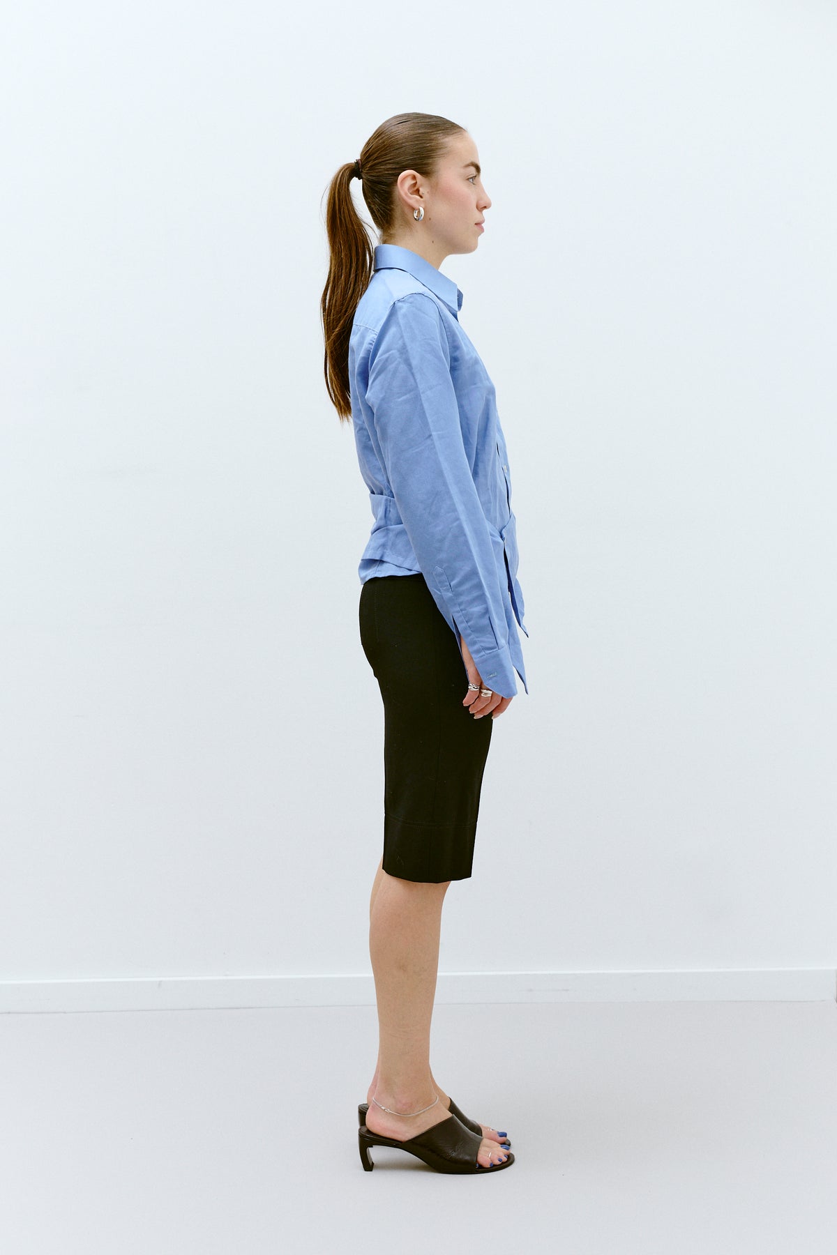UPCYCLED PLEAT SHIRT - POWDER BLUE (S/M) - ENSO Vintage