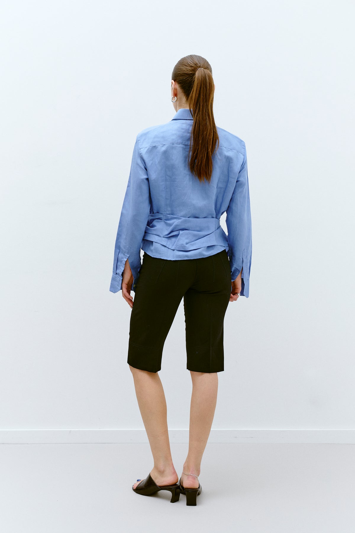UPCYCLED PLEAT SHIRT - POWDER BLUE (S/M) - ENSO Vintage