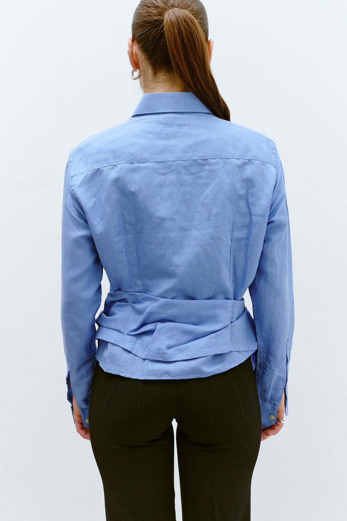 UPCYCLED PLEAT SHIRT - POWDER BLUE (S/M) - ENSO Vintage