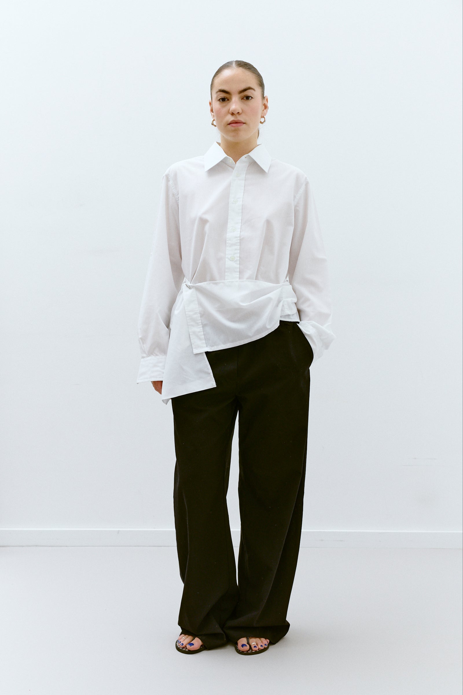 UPCYCLED PLEAT SHIRT - WHITE 1 (S/M) - ENSO Vintage