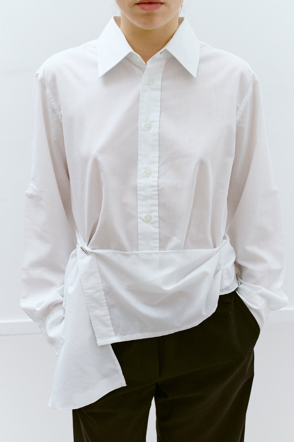 UPCYCLED PLEAT SHIRT - WHITE 1 (S/M) - ENSO Vintage