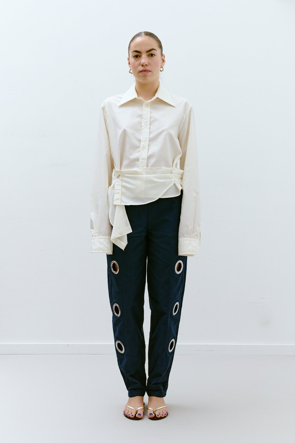 UPCYCLED PLEAT SHIRT - IVORY (S/M) - ENSO Vintage