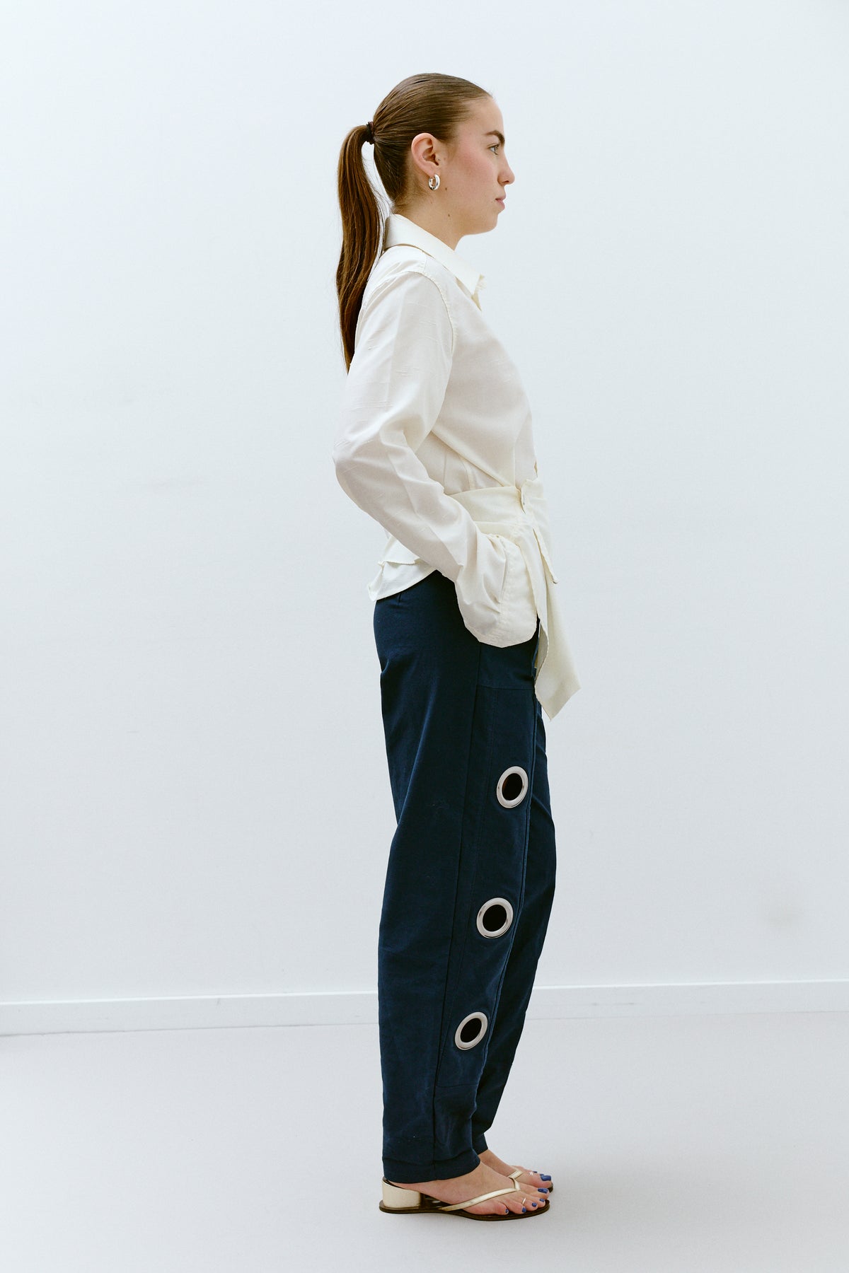 UPCYCLED PLEAT SHIRT - IVORY (S/M) - ENSO Vintage