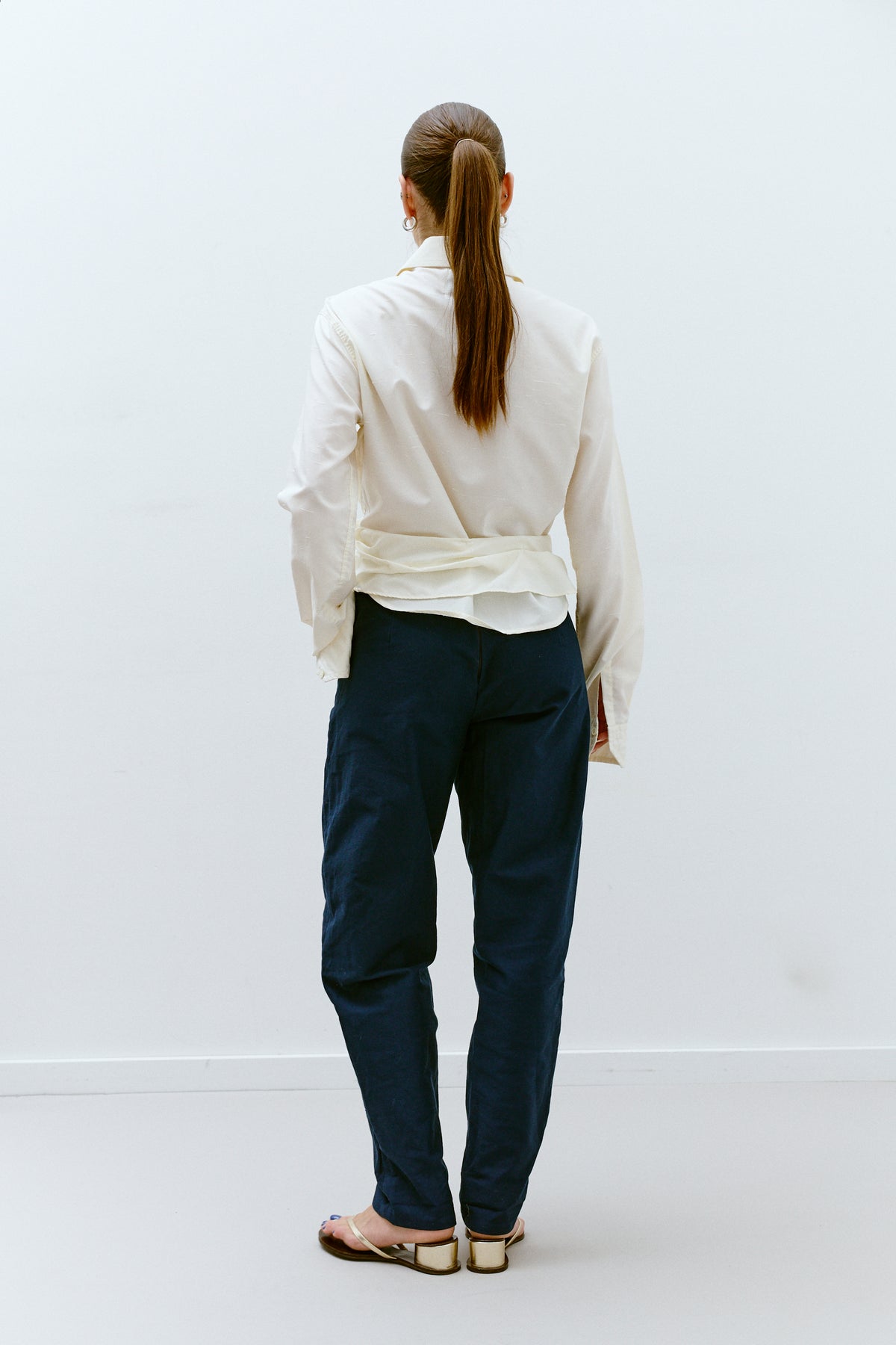 UPCYCLED PLEAT SHIRT - IVORY (S/M) - ENSO Vintage