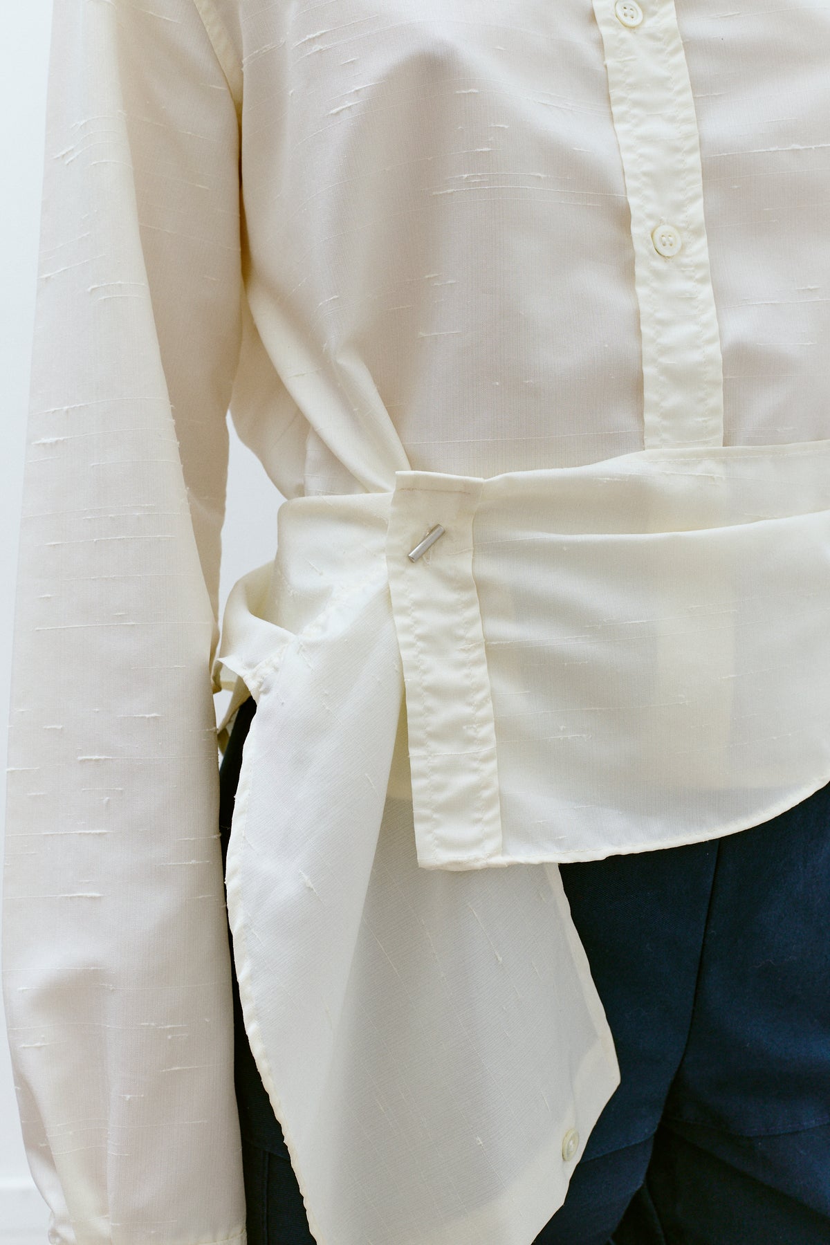 UPCYCLED PLEAT SHIRT - IVORY (S/M) - ENSO Vintage
