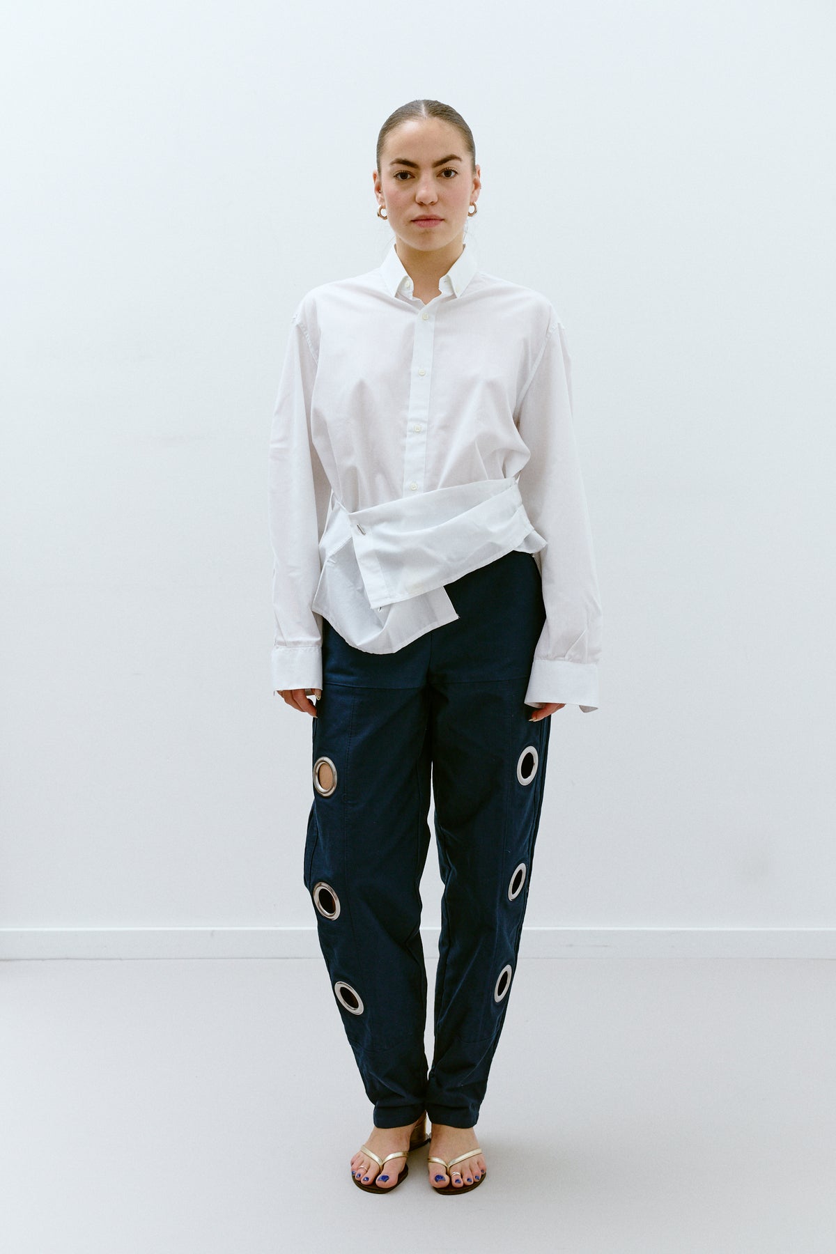 UPCYCLED PLEAT SHIRT - WHITE 2 (S/M) - ENSO Vintage