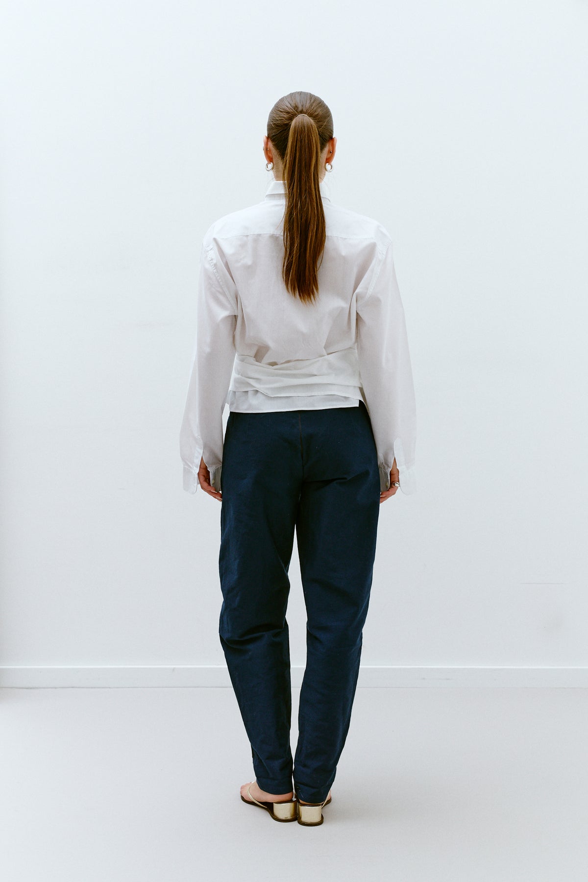 UPCYCLED PLEAT SHIRT - WHITE 2 (S/M) - ENSO Vintage