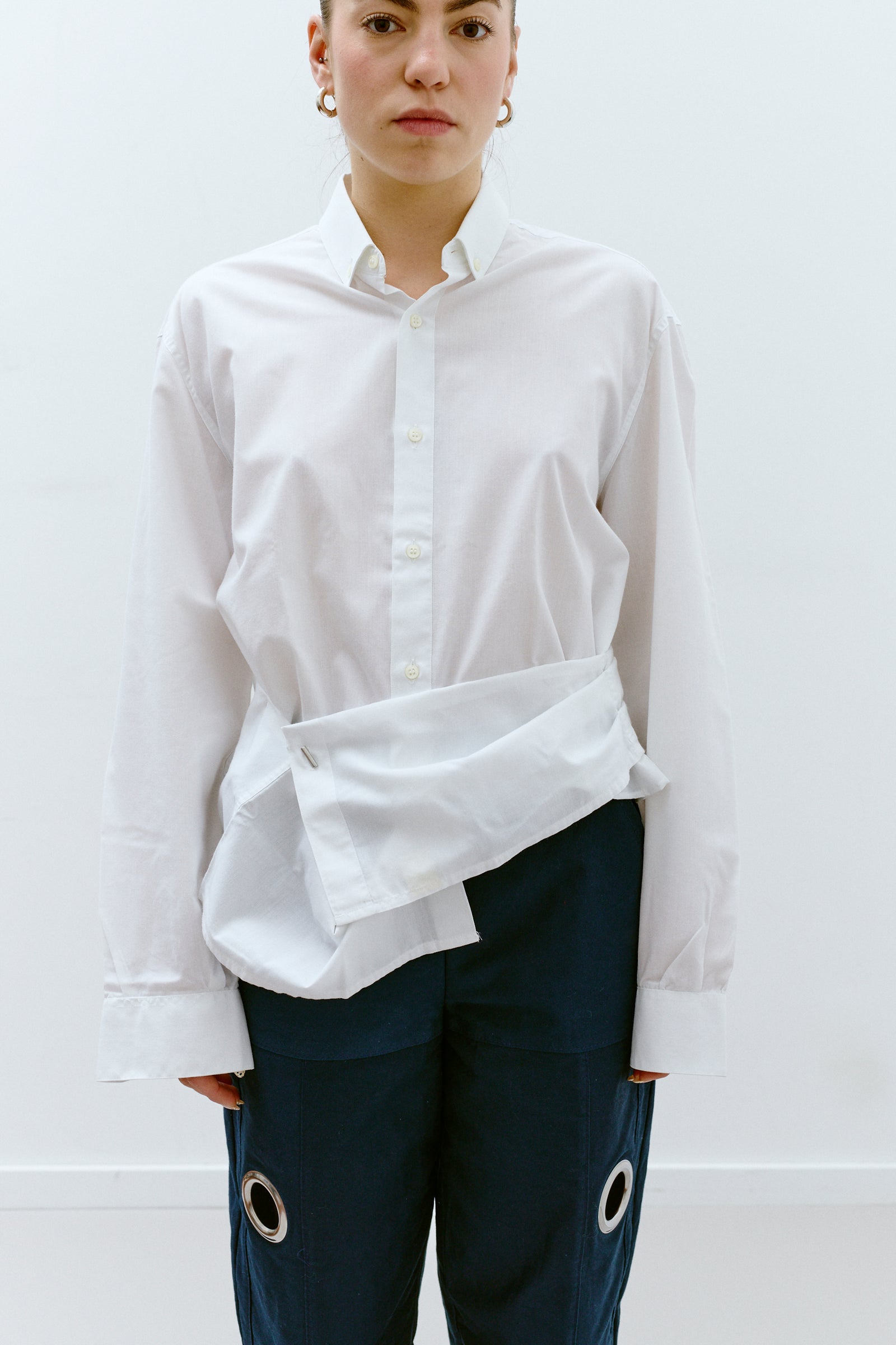UPCYCLED PLEAT SHIRT - WHITE 2 (S/M) - ENSO Vintage