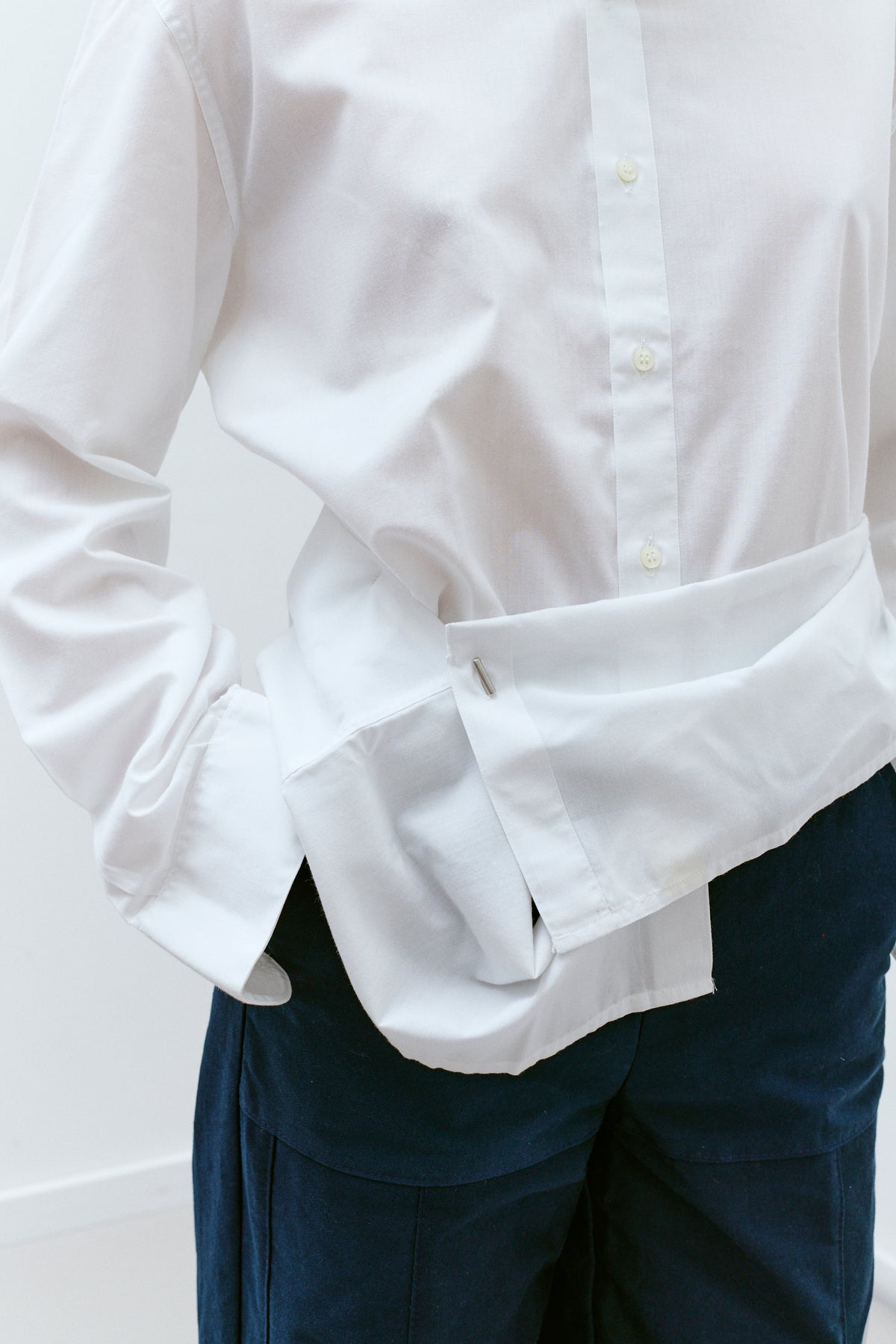 UPCYCLED PLEAT SHIRT - WHITE 2 (S/M) - ENSO Vintage