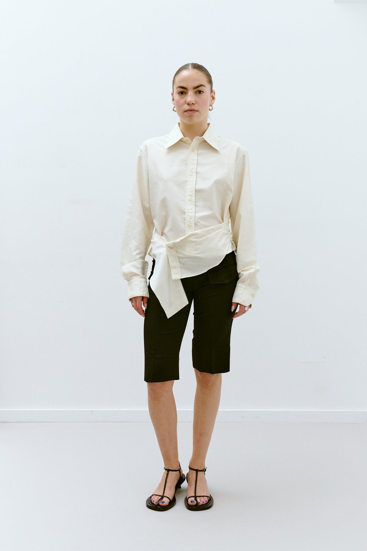 UPCYCLED PLEAT SHIRT - BUTTER YELLOW (S/M) - ENSO Vintage