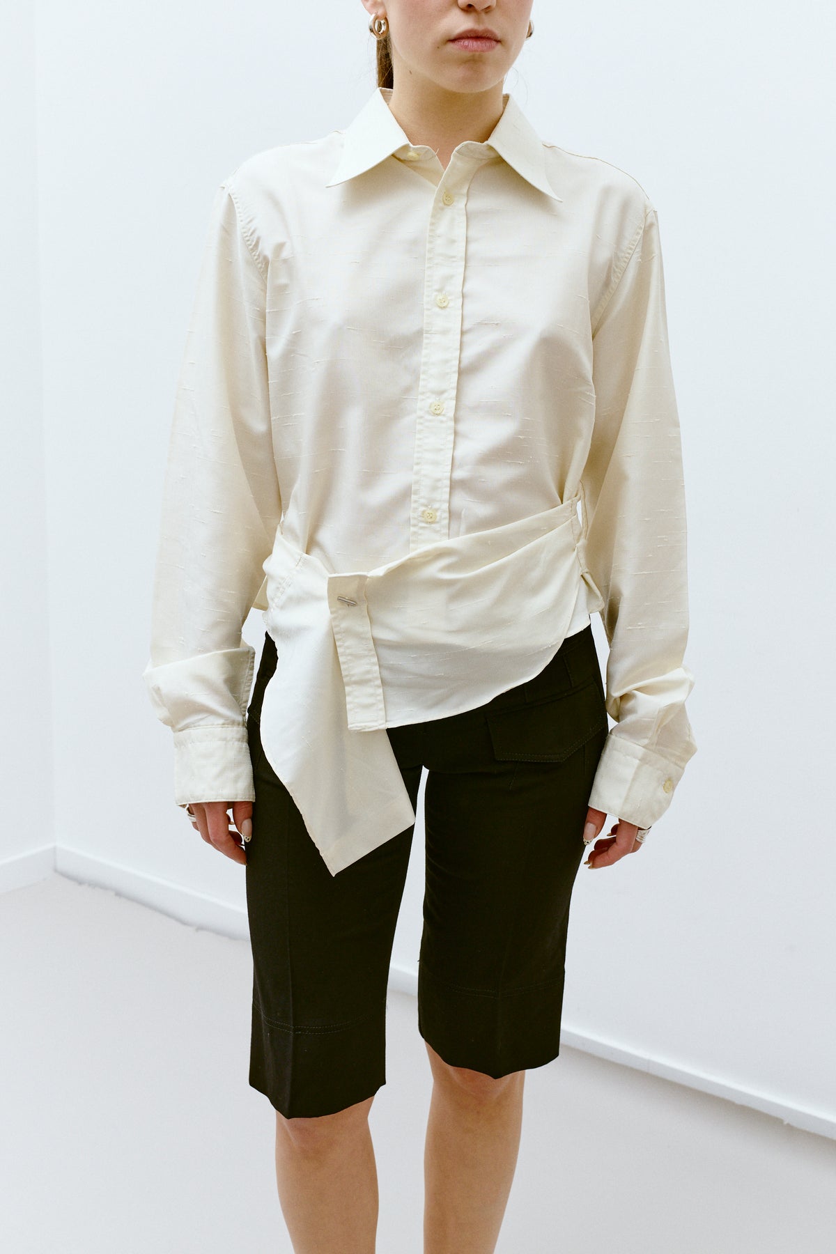 UPCYCLED PLEAT SHIRT - BUTTER YELLOW (S/M) - ENSO Vintage