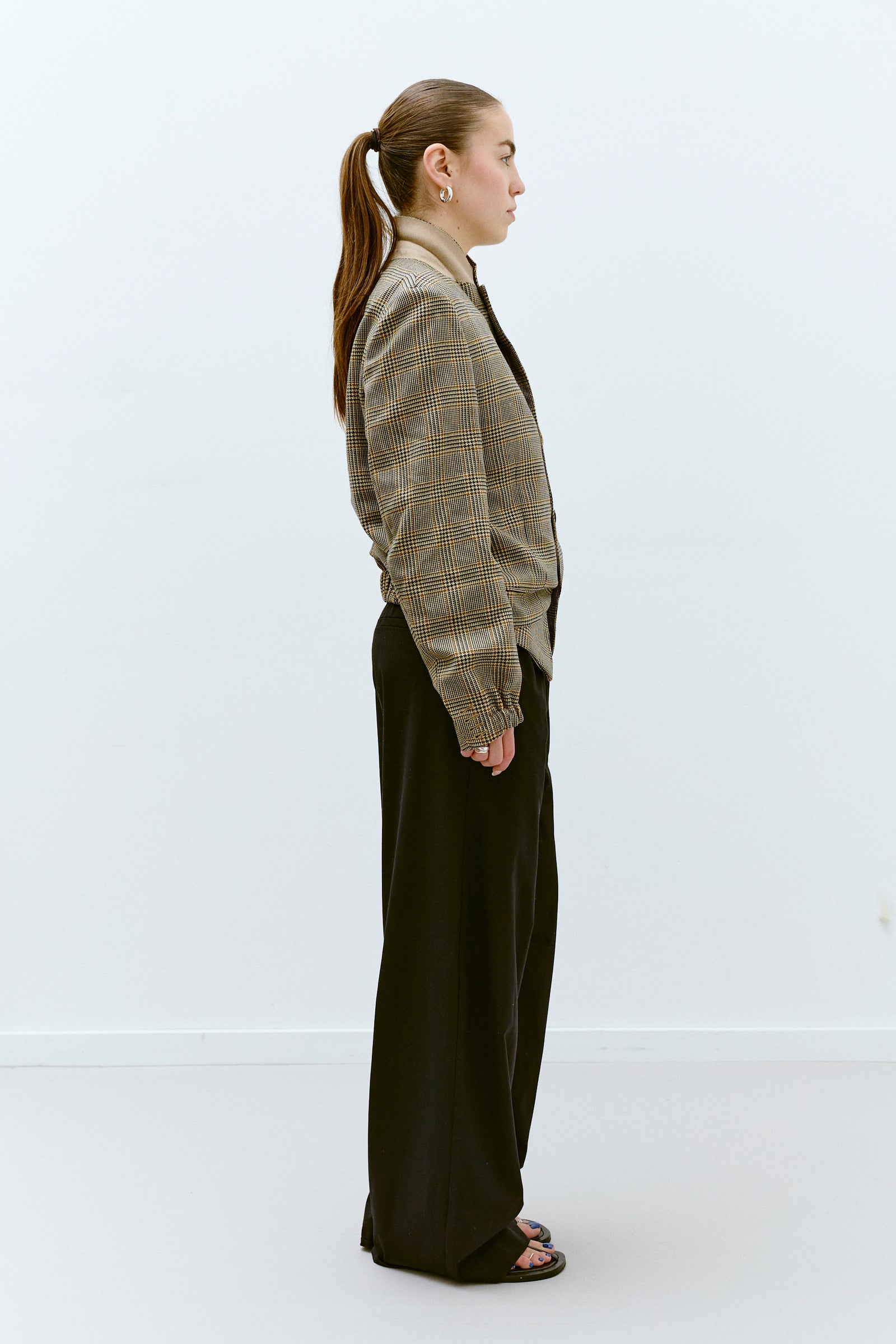 UPCYCLED BOMBER - CAMEL CHECKS (XS/S) - ENSO Vintage
