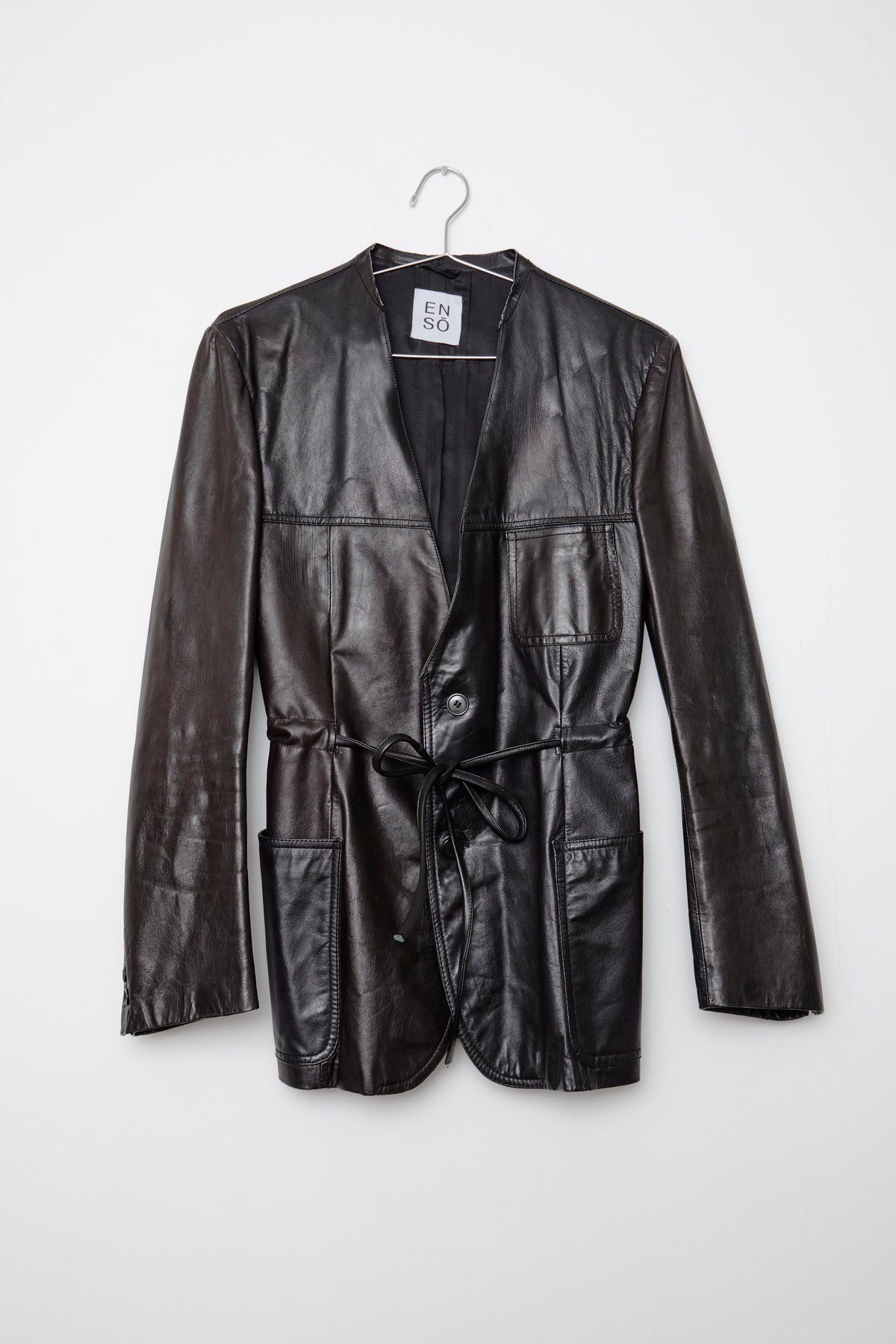 UPCYCLED SMOCK LEATHER BROWN/BLACK (S/M) - ENSO Vintage