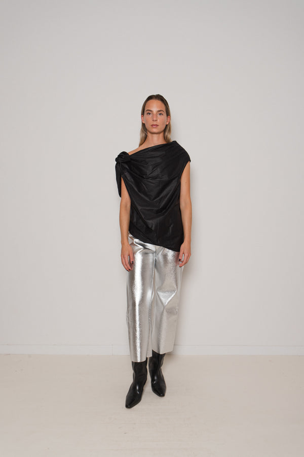 Ameri 25SS SYMMETRY PEPLUM SWEAT TOP 黒 SYMMETRY PEPLUM SWEAT TOP