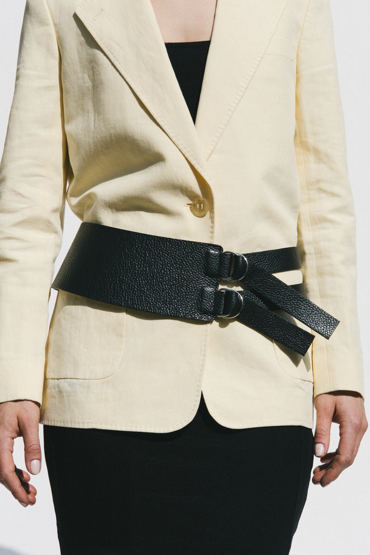 SPORTMAX DOUBLE BUCKLE LEATHER BELT (XS/S)