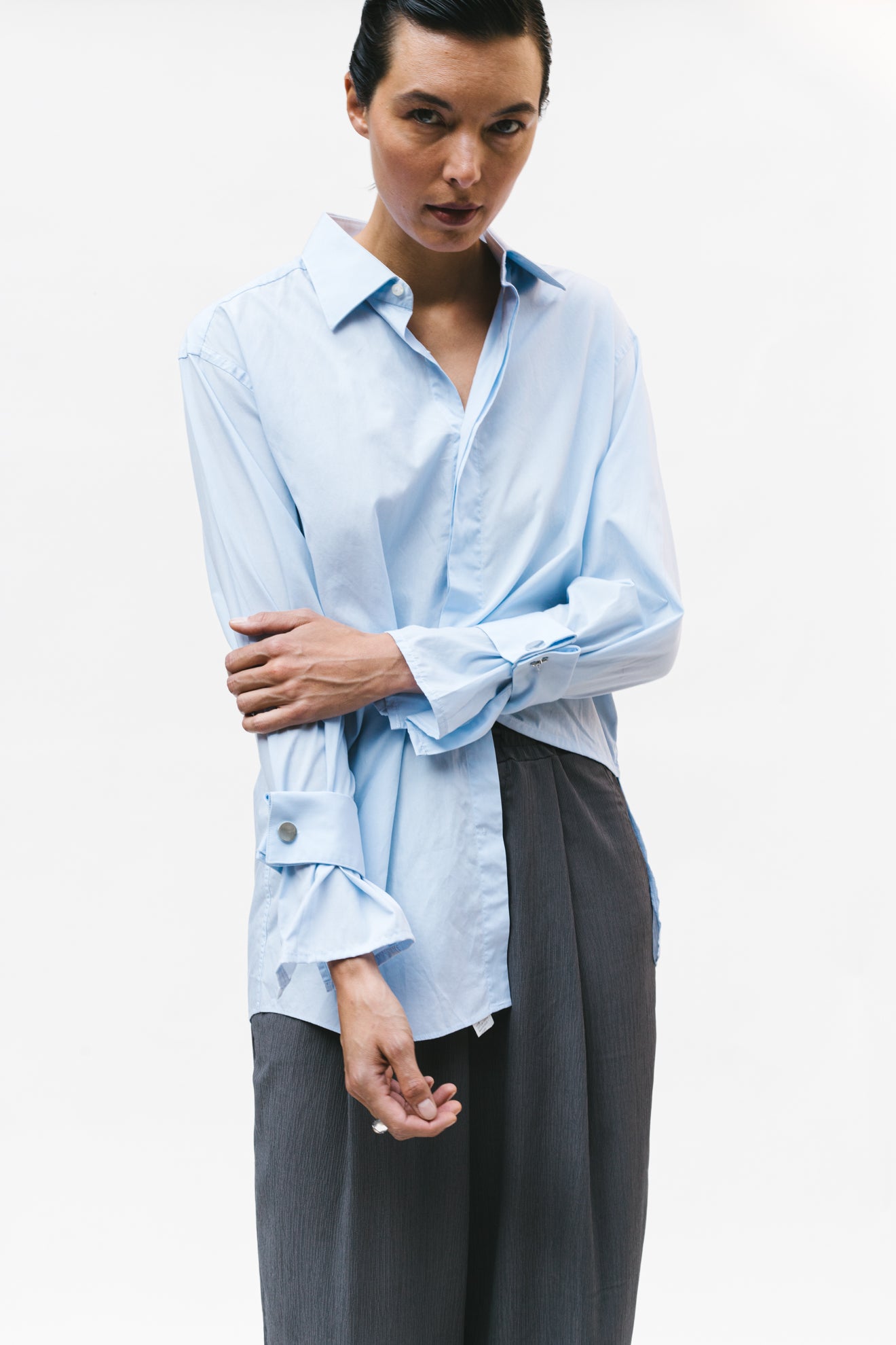 UPCYCLED WRAP SHIRT BLUE (XS/S/M)