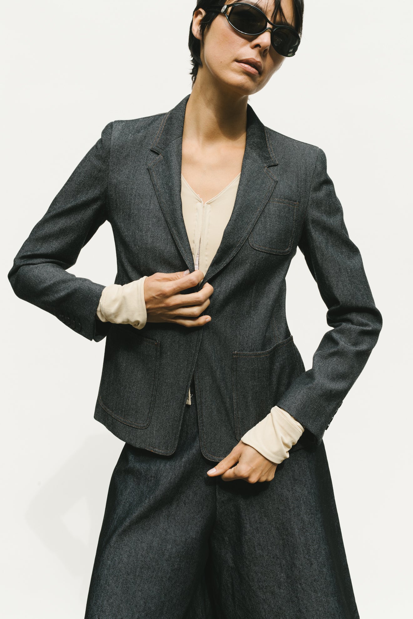 THE DENIM WOOL BLAZER (XS/S)