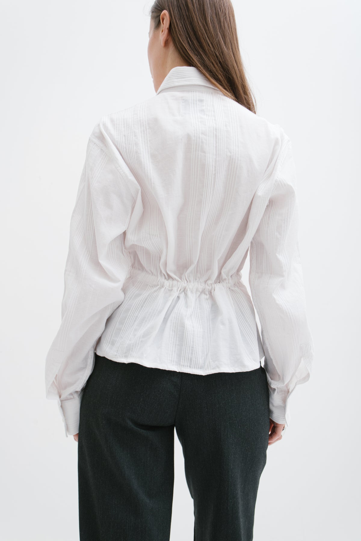 UPCYCLED SMOCK SHIRT PINSTRIPE (S/M)