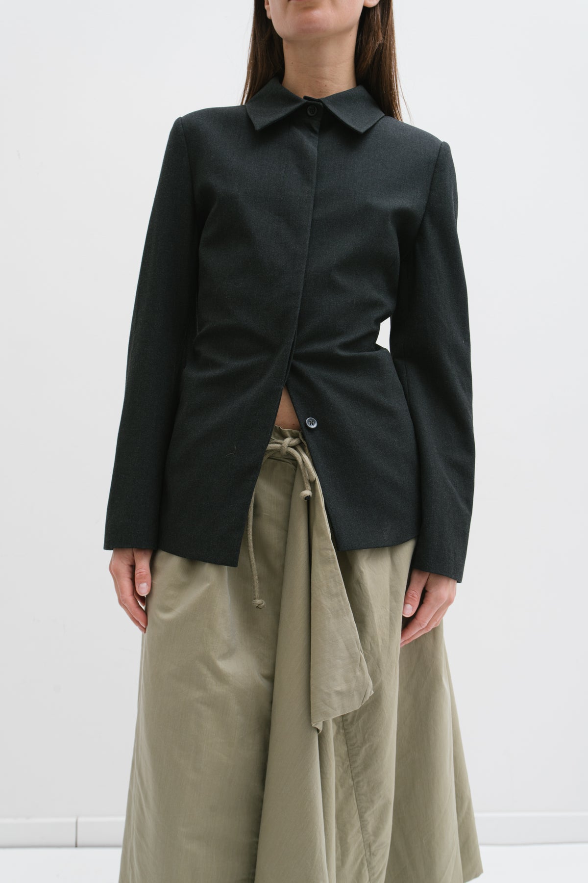 UPCYCLED OPEN BACK BLAZER GREY (S/M)