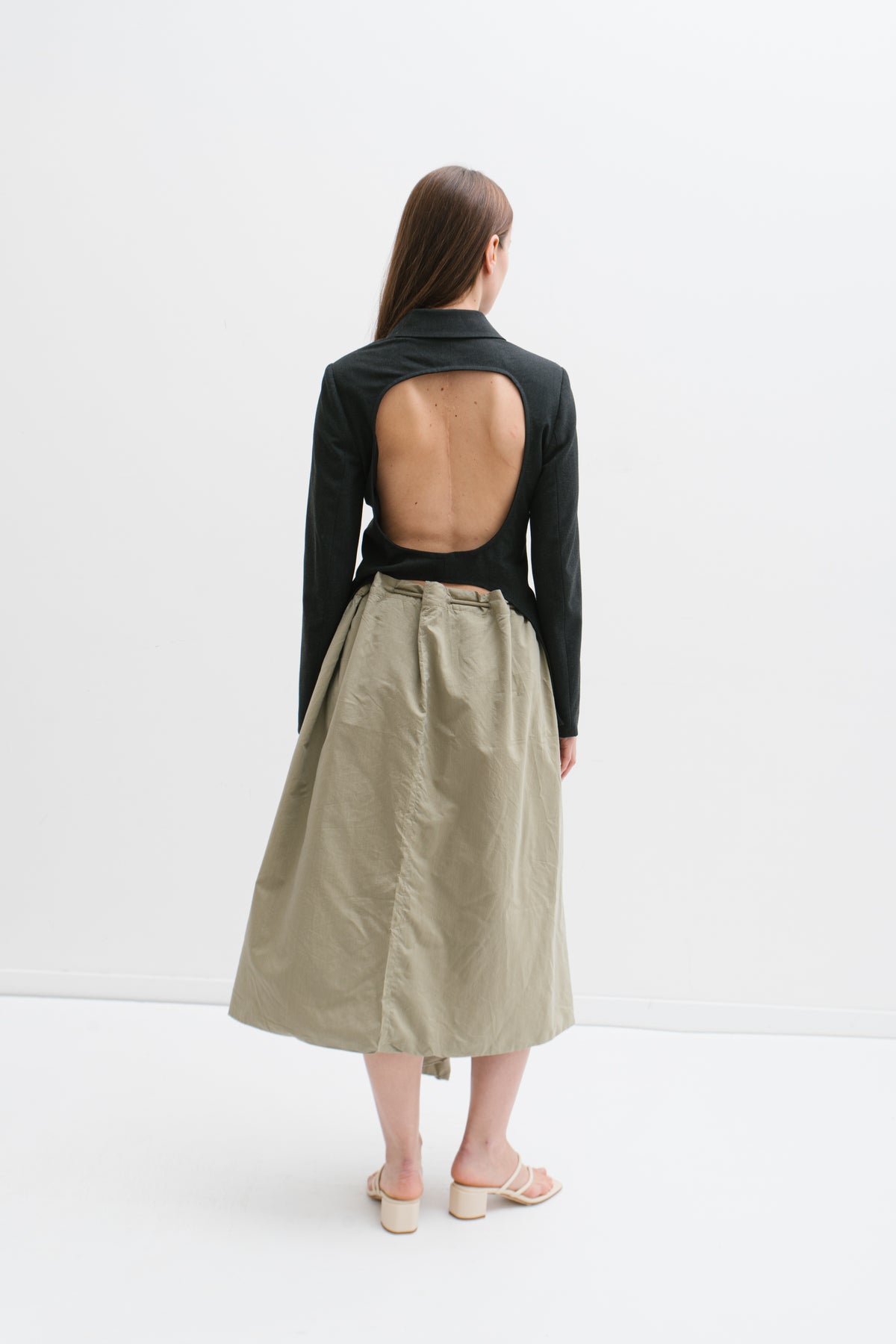 UPCYCLED OPEN BACK BLAZER GREY (S/M)