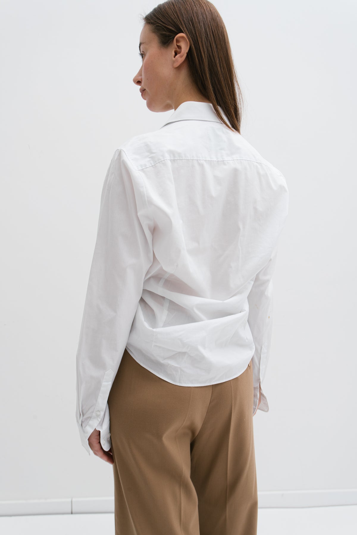 UPCYCLED RUFFLE SHIRT WHITE (S/M)
