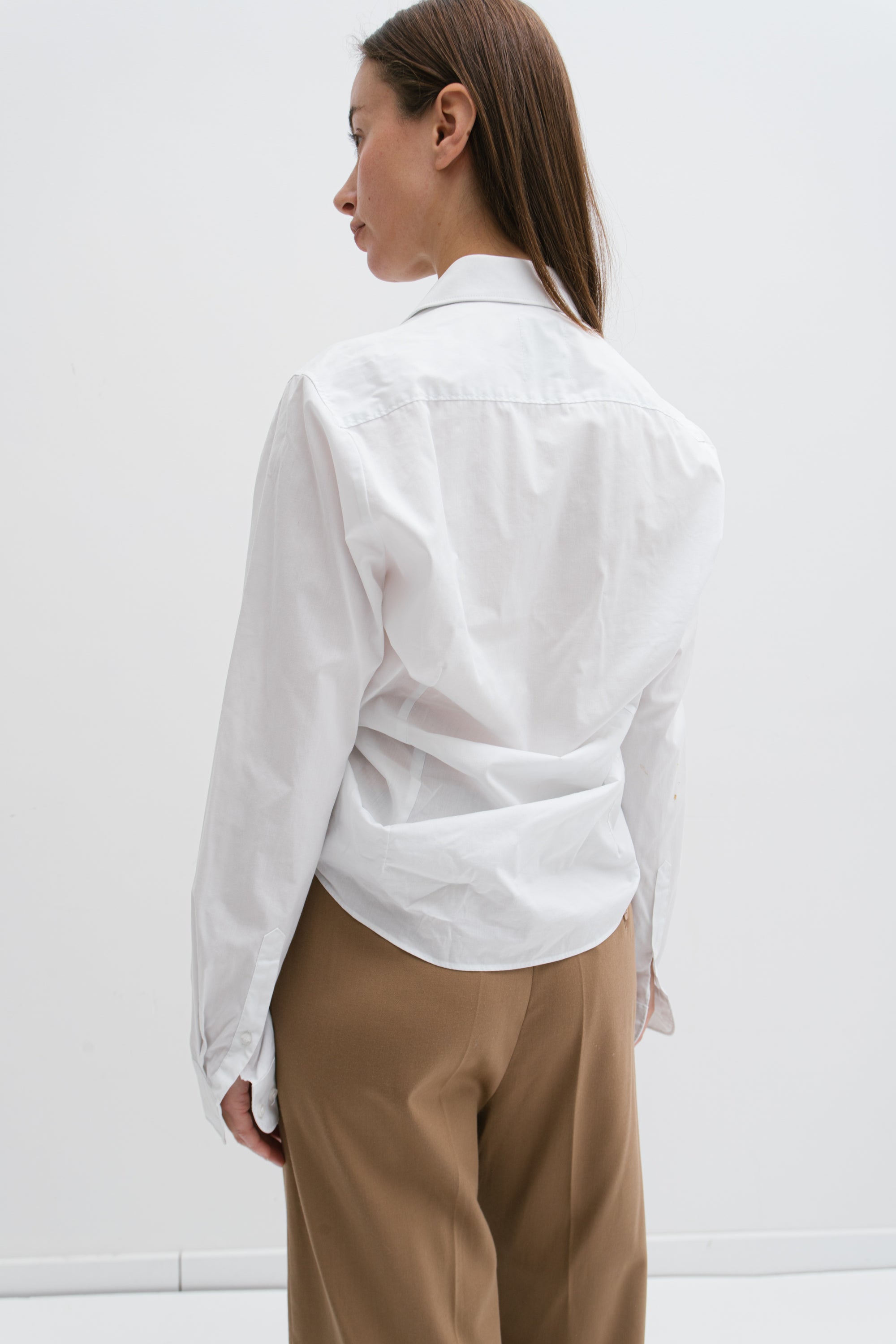 UPCYCLED RUFFLE SHIRT WHITE (XS/S/M)
