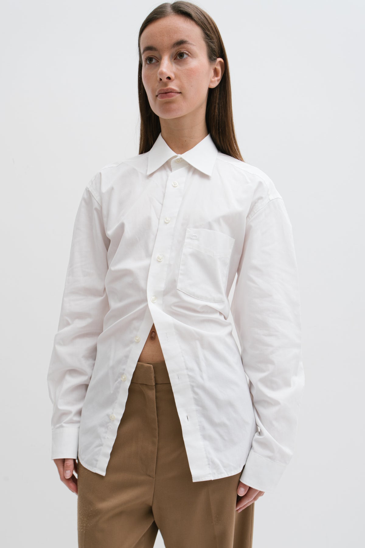 UPCYCLED OPEN BACK SHIRT WHITE (S/M)