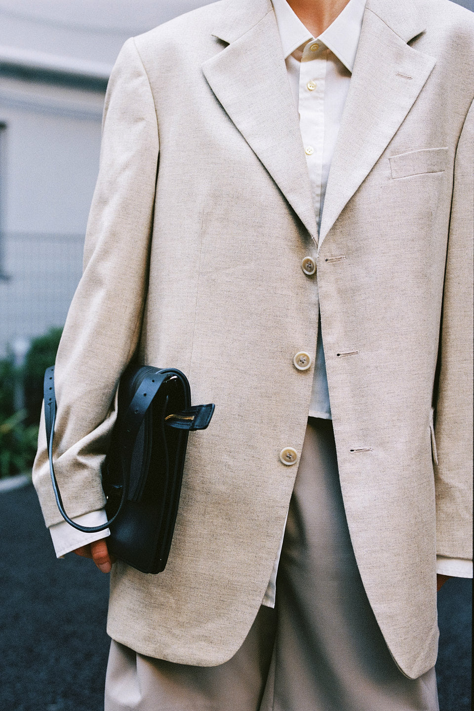 UPCYCLED OPEN BACK BLAZER BEIGE (L/XL) - ENSO Vintage