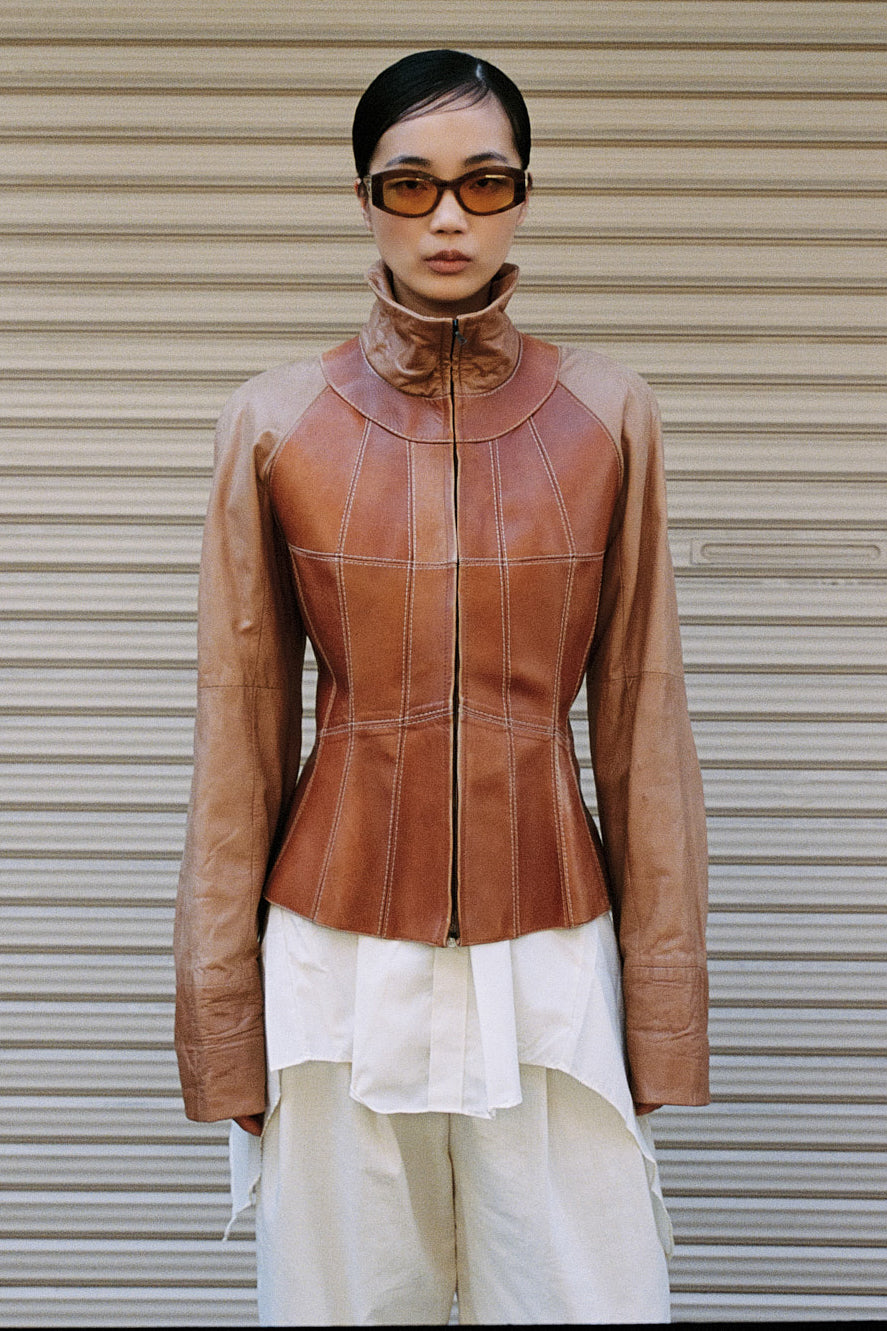 JAPAN needs flat _ THE CAMEL LEATHER JACKET (S/M) - ENSO Vintage