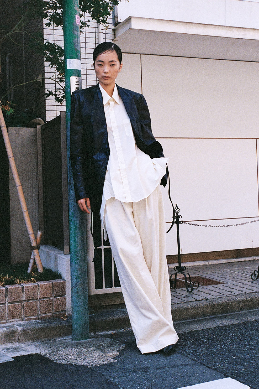 JAPAN DROP _ UPCYCLED SMOCK LEATHER BROWN/BLACK (S/M) - ENSO Vintage